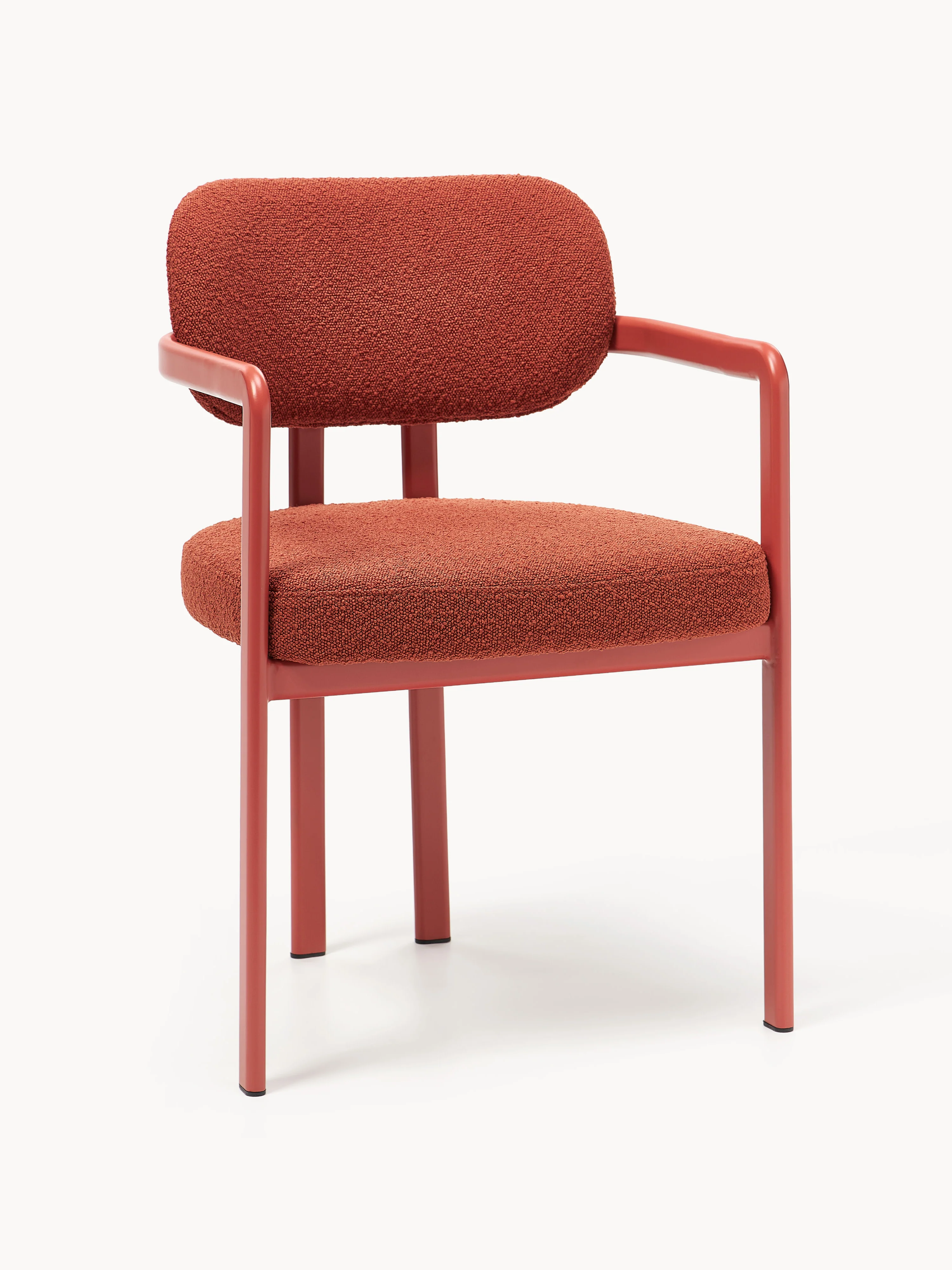 Westwing Collection Adrien bouclé armchair - Bouclé coral red, coral red
