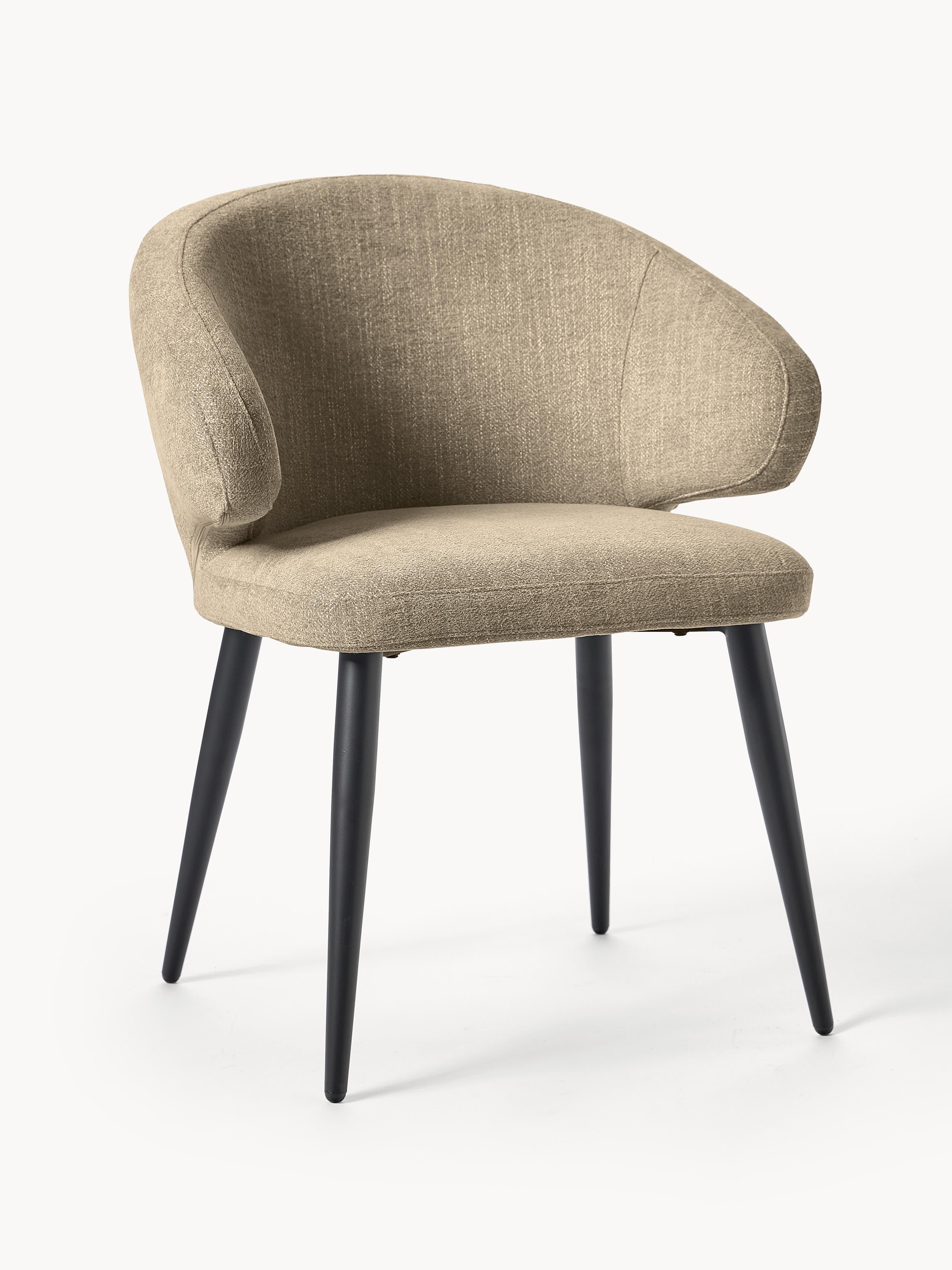 Westwing Collection Bouclé armchair Celia - Bouclé olive green, matte black