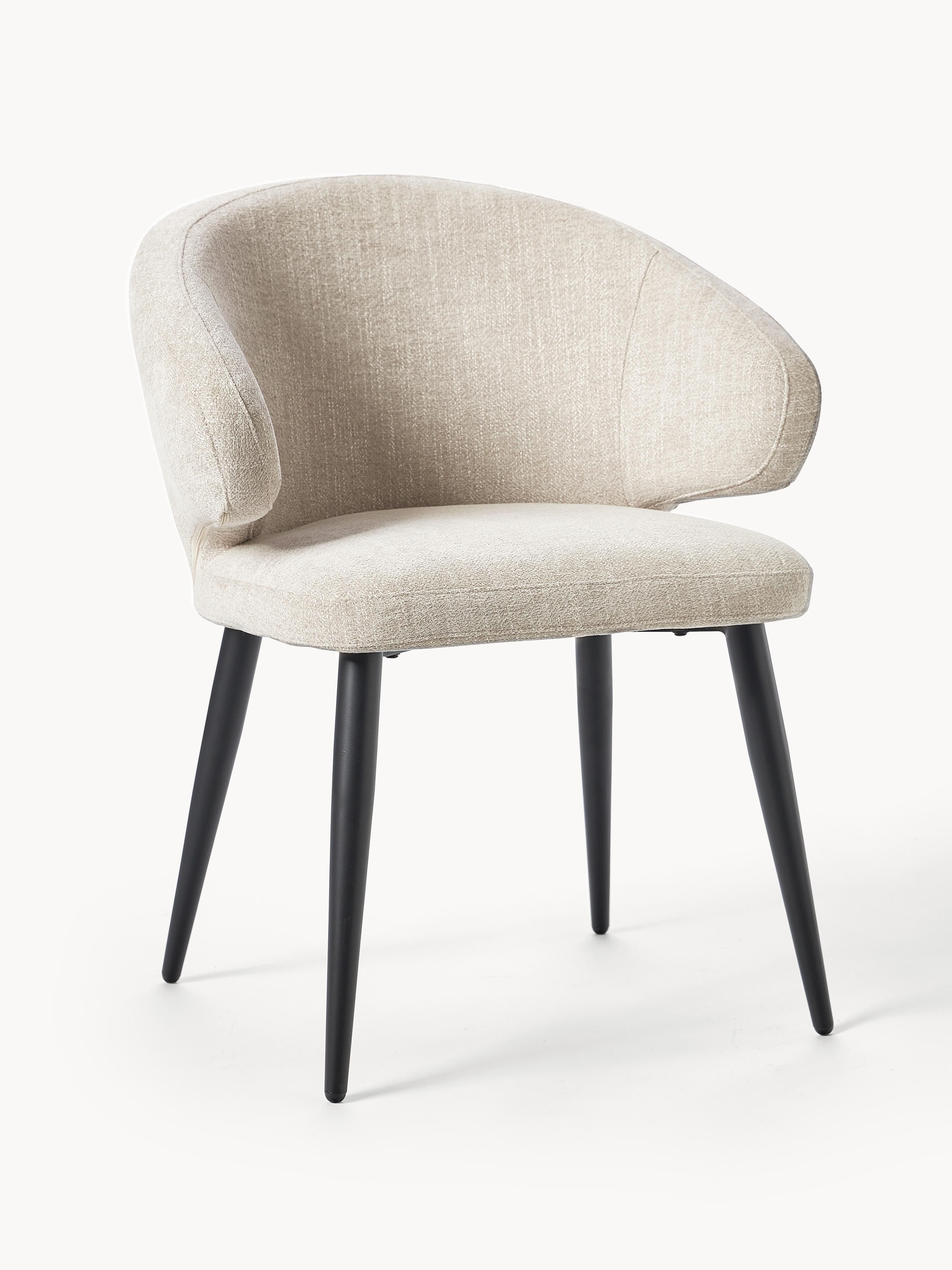 Westwing Collection Bouclé armchair Celia - Bouclé light beige, matt black
