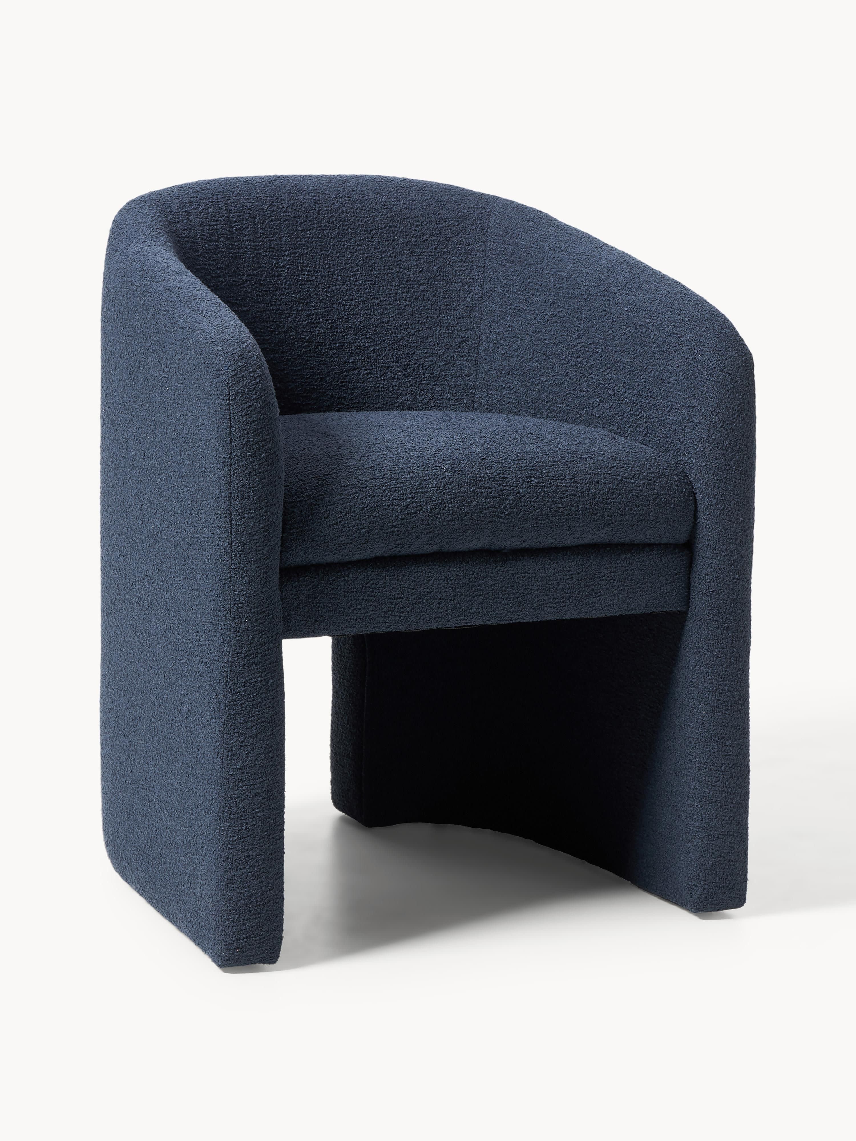 Westwing Collection Mairo bouclé armchair - Bouclé Dark Blue
