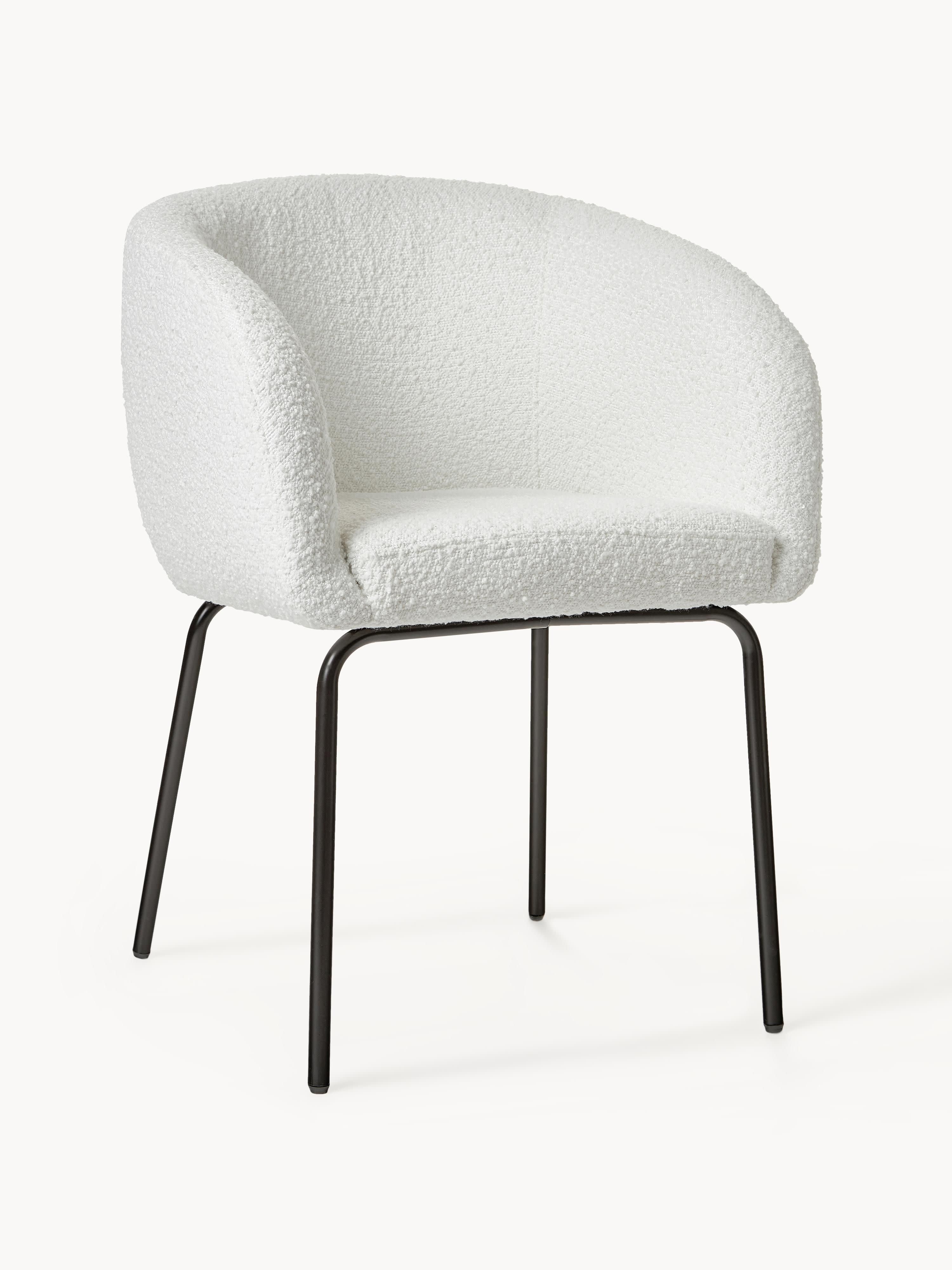 Westwing Collection Alani bouclé armchairs, set of 2 - Bouclé White, Black