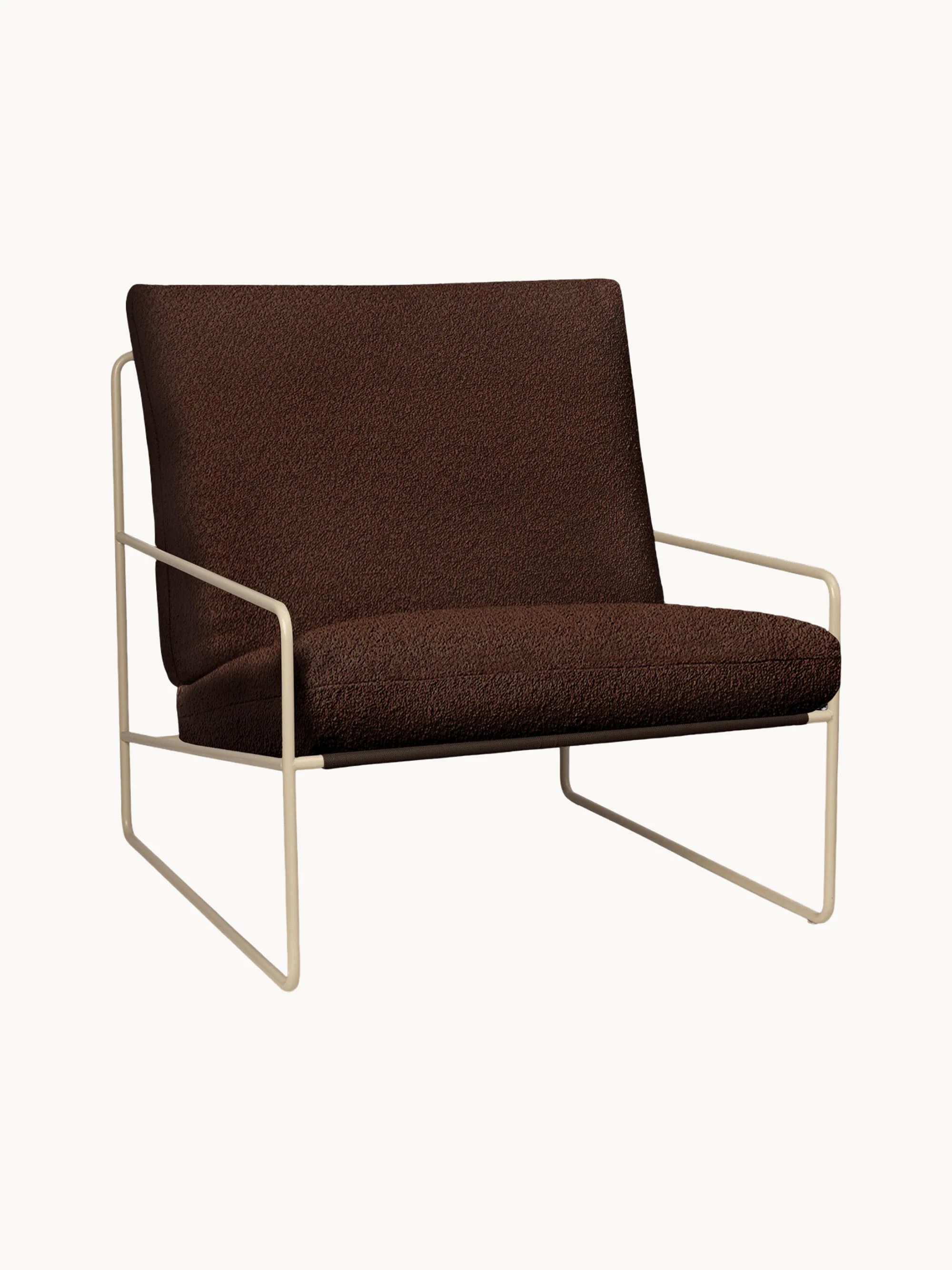 Ferm Living Bouclé garden lounge chair Desert, Bouclé dark brown, champagne