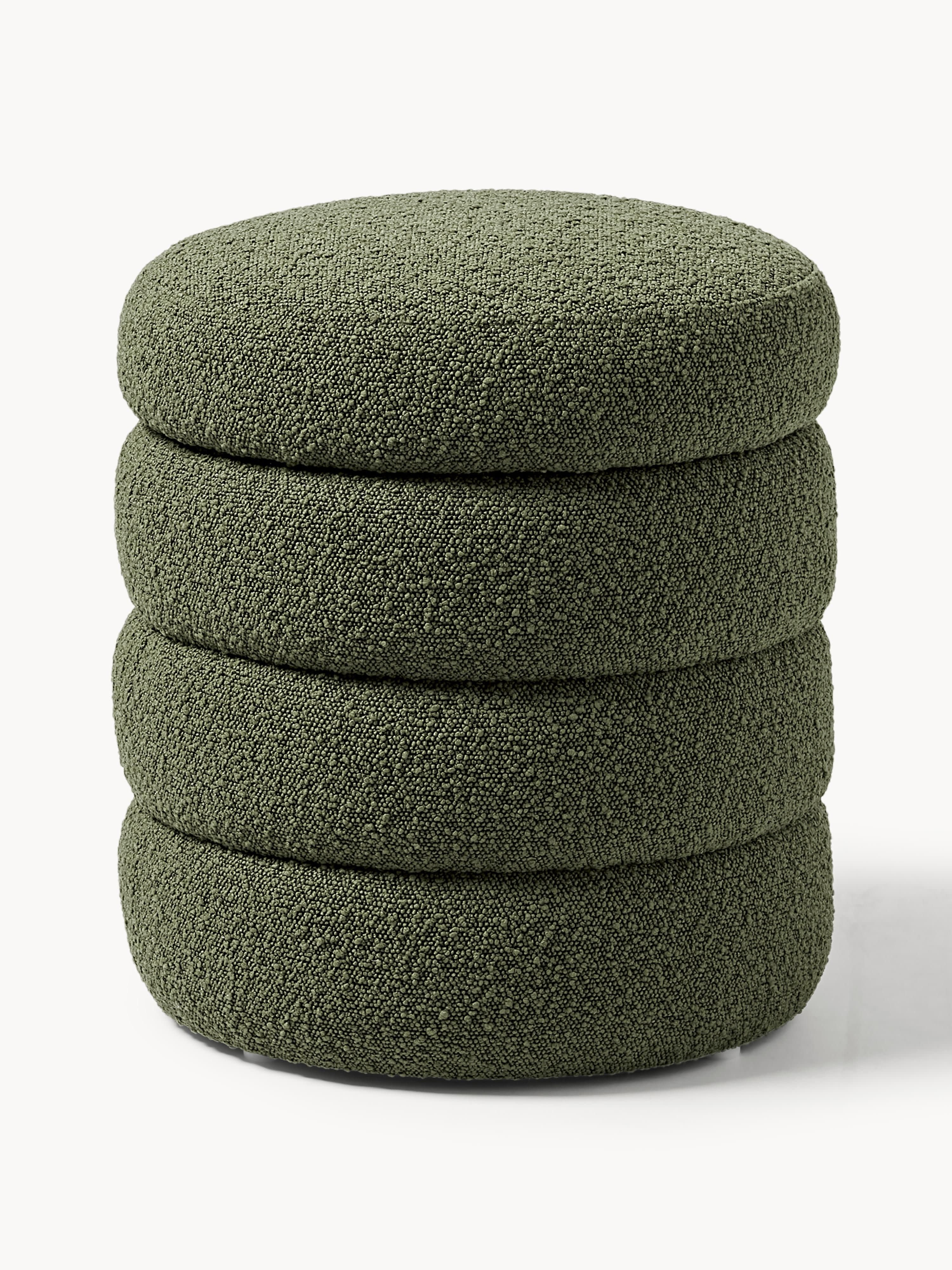 Westwing Collection Alto bouclé upholstered stool with storage space