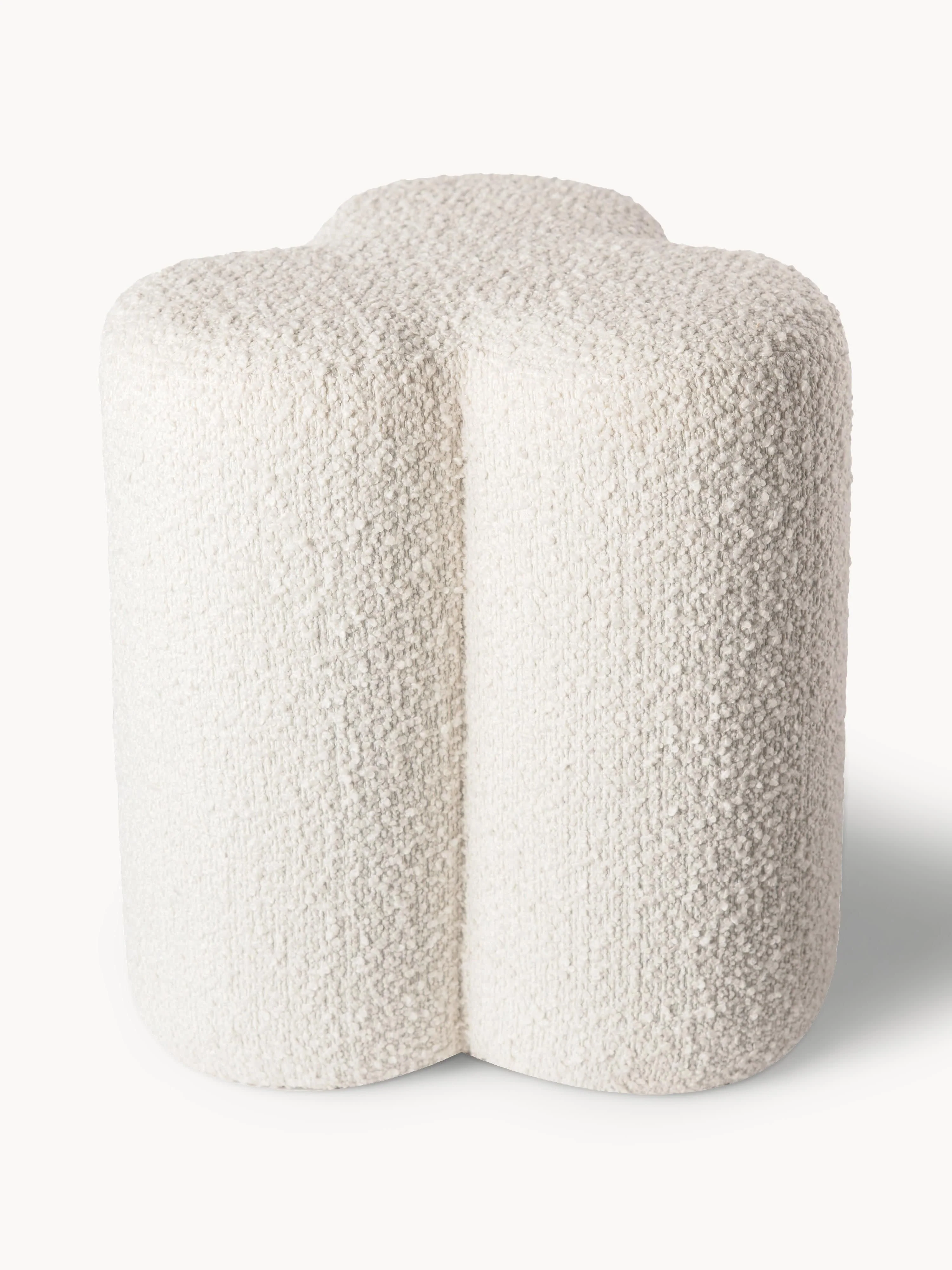 POLSPOTTEN Clover bouclé upholstered stool, Bouclé Off White