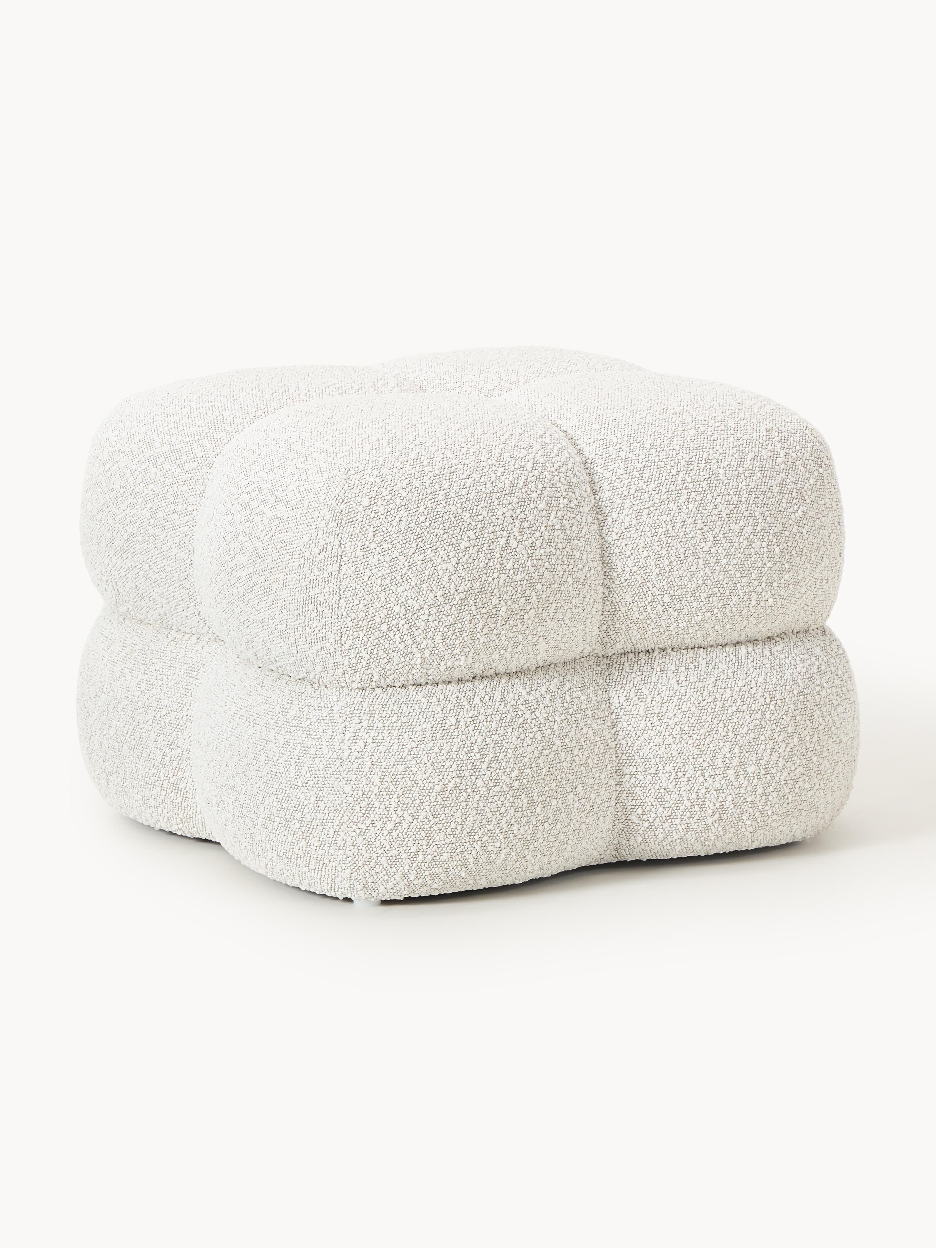 Westwing Collection Ellie bouclé upholstered stool, Bouclé White
