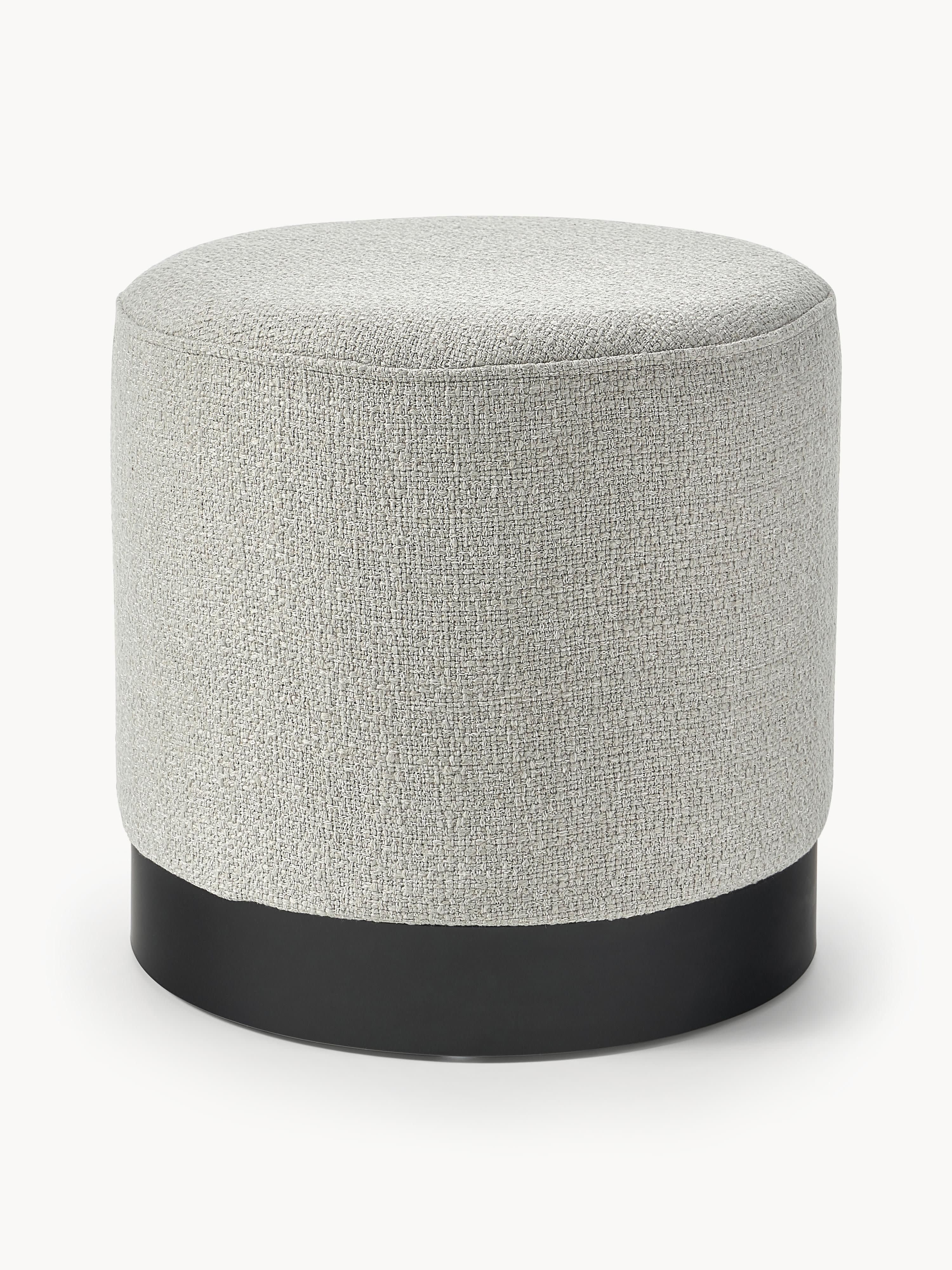 Westwing Collection Orchid bouclé upholstered stool, Bouclé Light Grey, Black