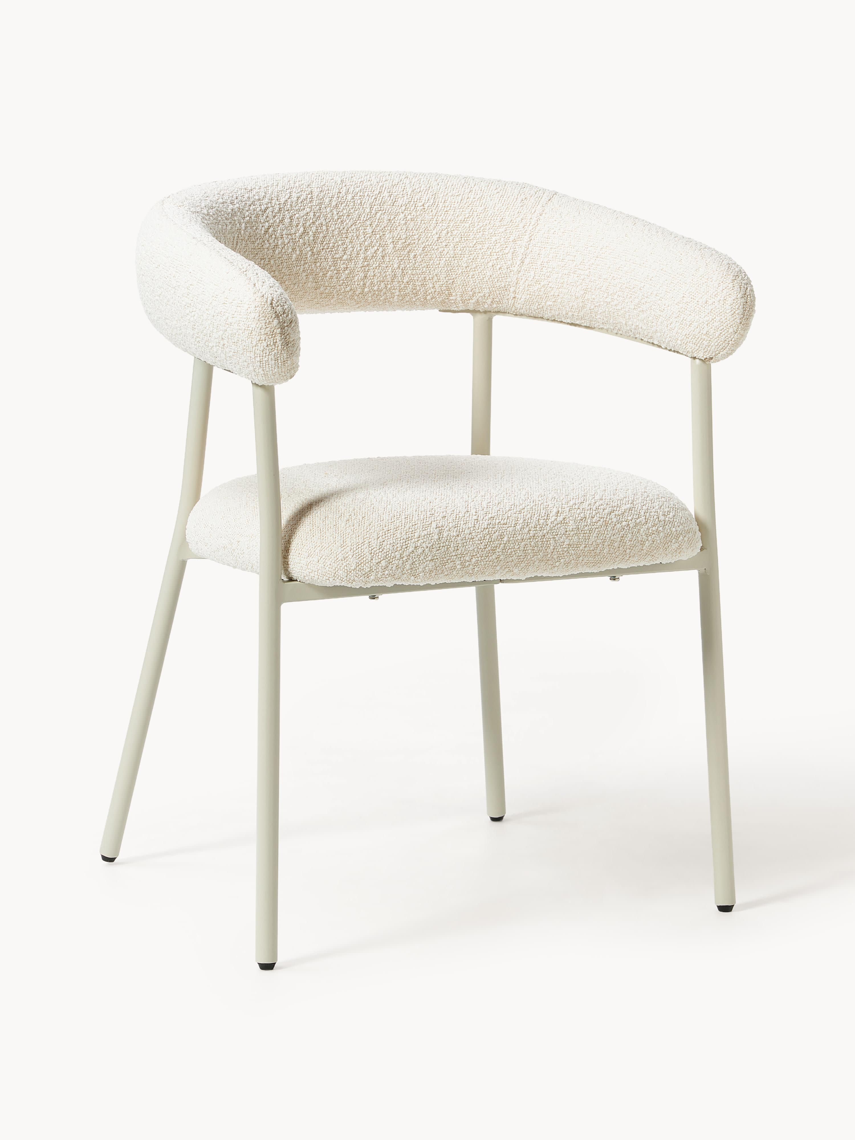 Westwing Collection Thiago bouclé upholstered chairs, set of 2 - Bouclé Off White, Off White matt