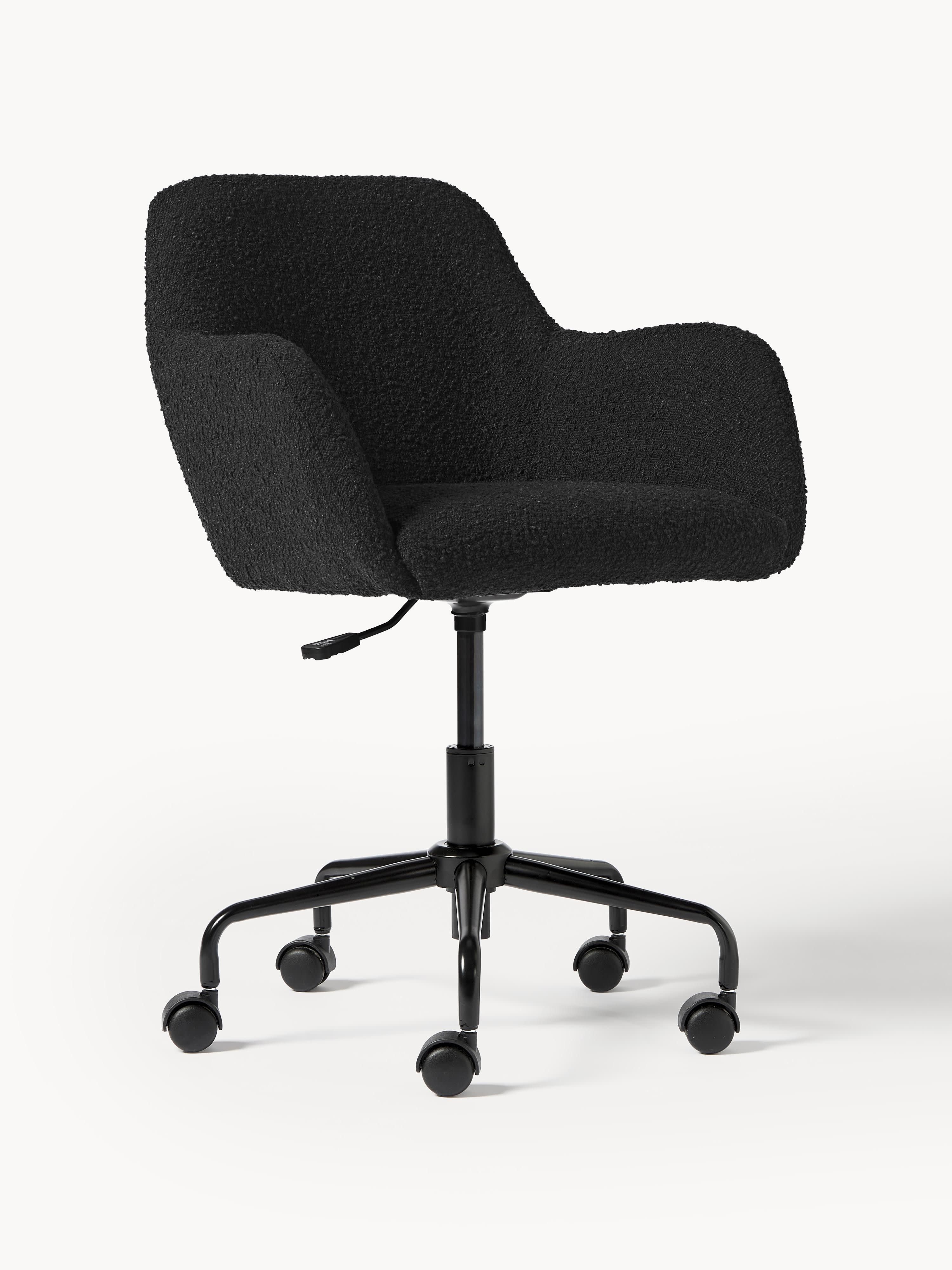 Westwing Collection Bouclé desk chair Lucie - Bouclé Black, Black
