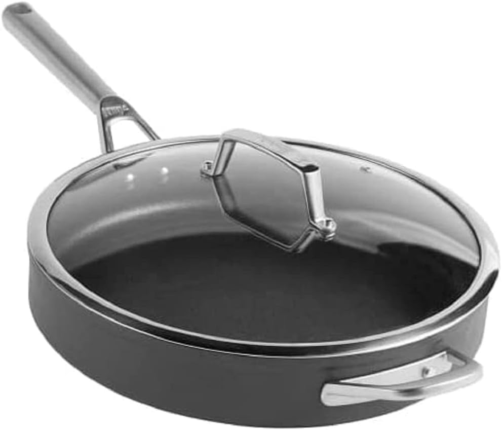Ninja ZEROSTICK C30130UK Premium Cookware, 30cm Sauté Pan with Glass Lid, Durable, Non-Stick, Hard Anodized Aluminum, Induction Safe, Dishwasher and Oven Safe up to 500 F