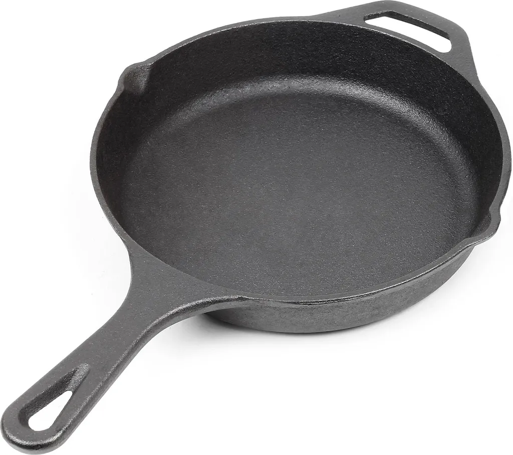 Wiltec Cast iron frying pan Ø20cm, fire pan with handle and spout, grill pan