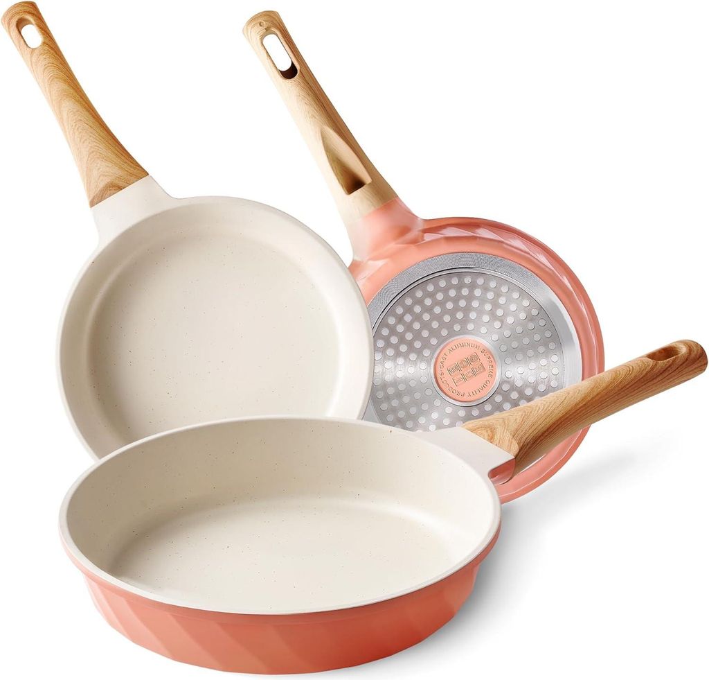 Markenlos Frying pan set with non-stick coating - suitable for induction cooktops - 2 pieces - granite - 20 cm and 24 cm