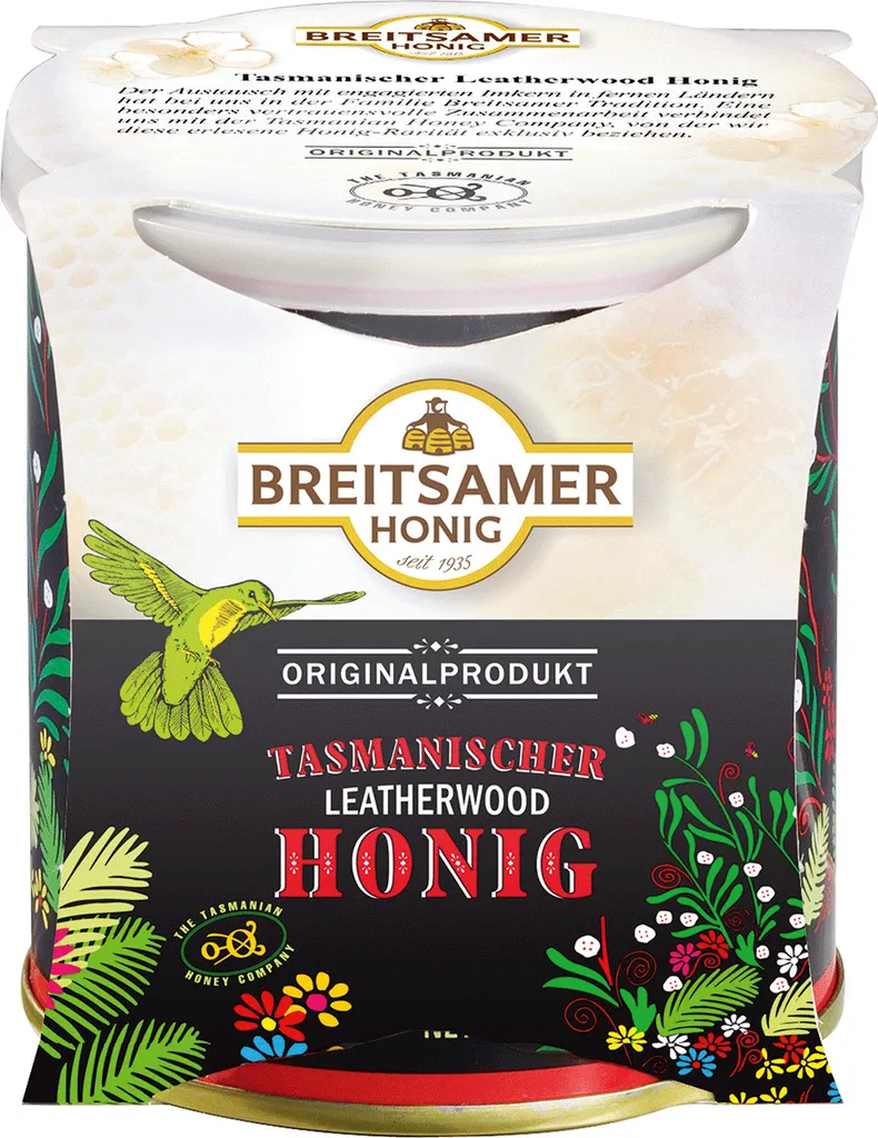Breitsamer Broad-leaved Tasmanian Leatherwood Honey 350g Finely creamy, strong honey with an exotic floral aroma (1 x 350g)