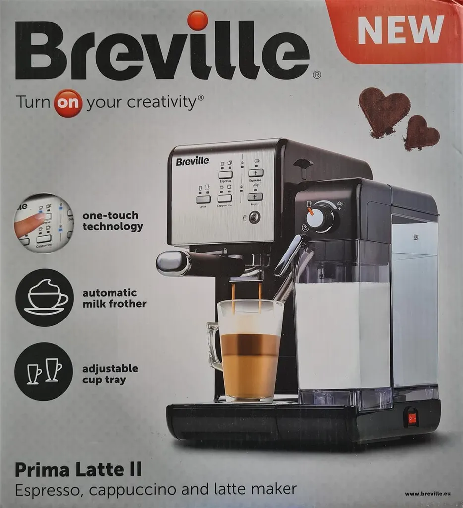 Breville PrimaLatte II Coffee Espresso Machine Pump 19 Bar Milk Frother Black Silver VCF108X01 Flavors Facette