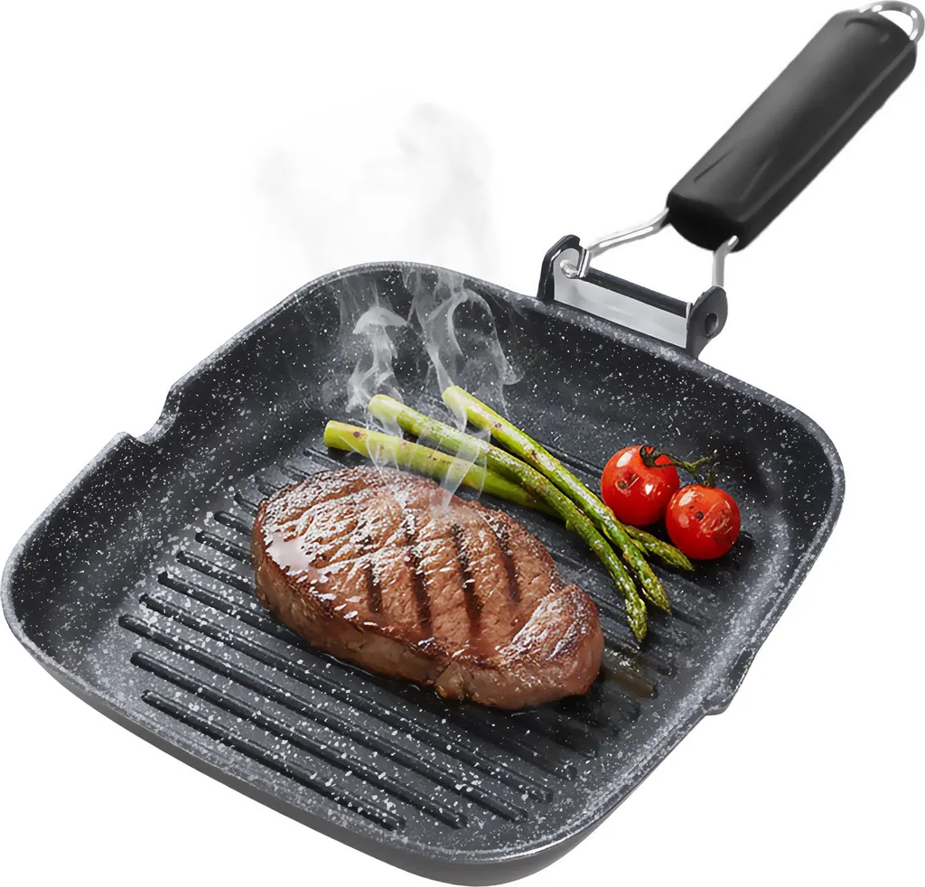 Briebe GP1159 Grill Pan Induction Non-Stick Titanium Steak Pan 28x28cm Cast Aluminum without Black