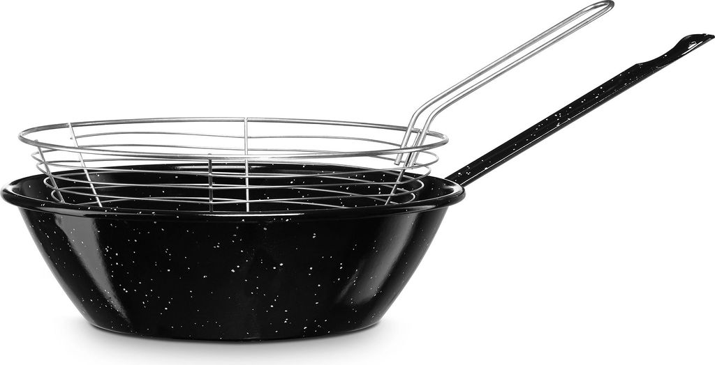 Briebe Levante frying pan/deep fryer with basket, induction compatible, 22cm, enamelled steel, 1.7L high, black