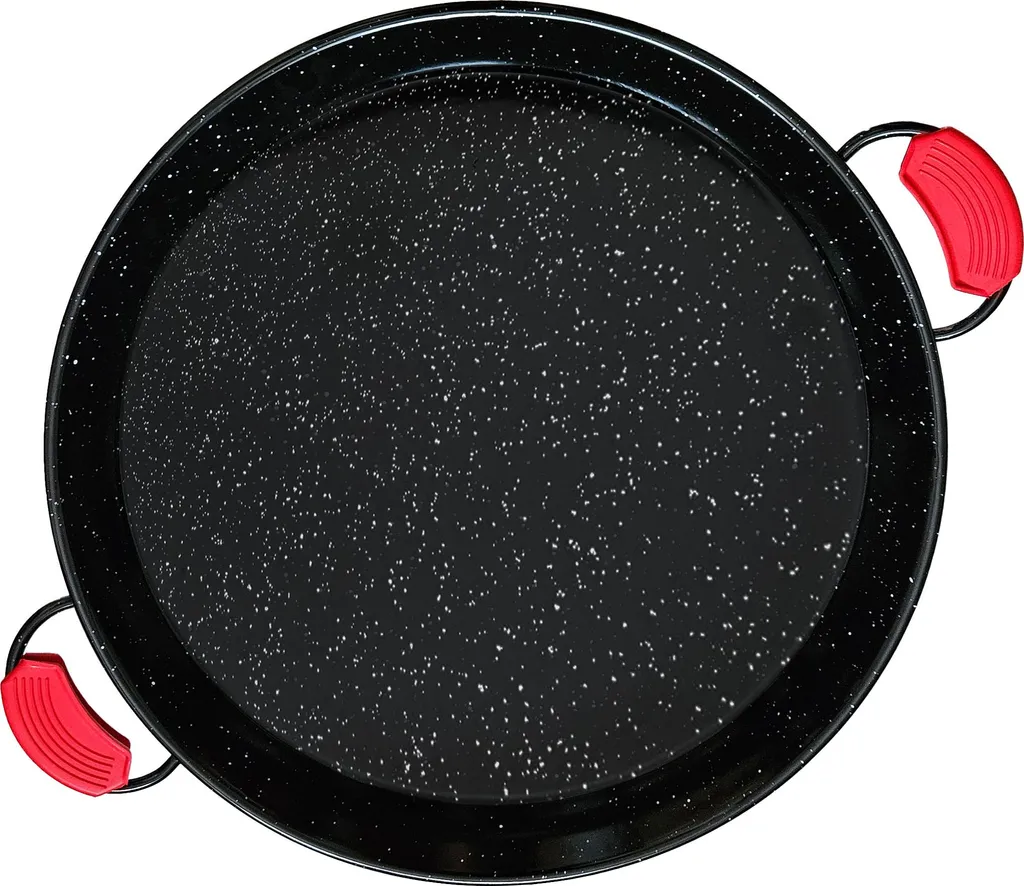 Briebe PAN46 Paella Pan Valenciana 46cm, Enamelled Non-Stick Steel, 12 Portions Paella Black