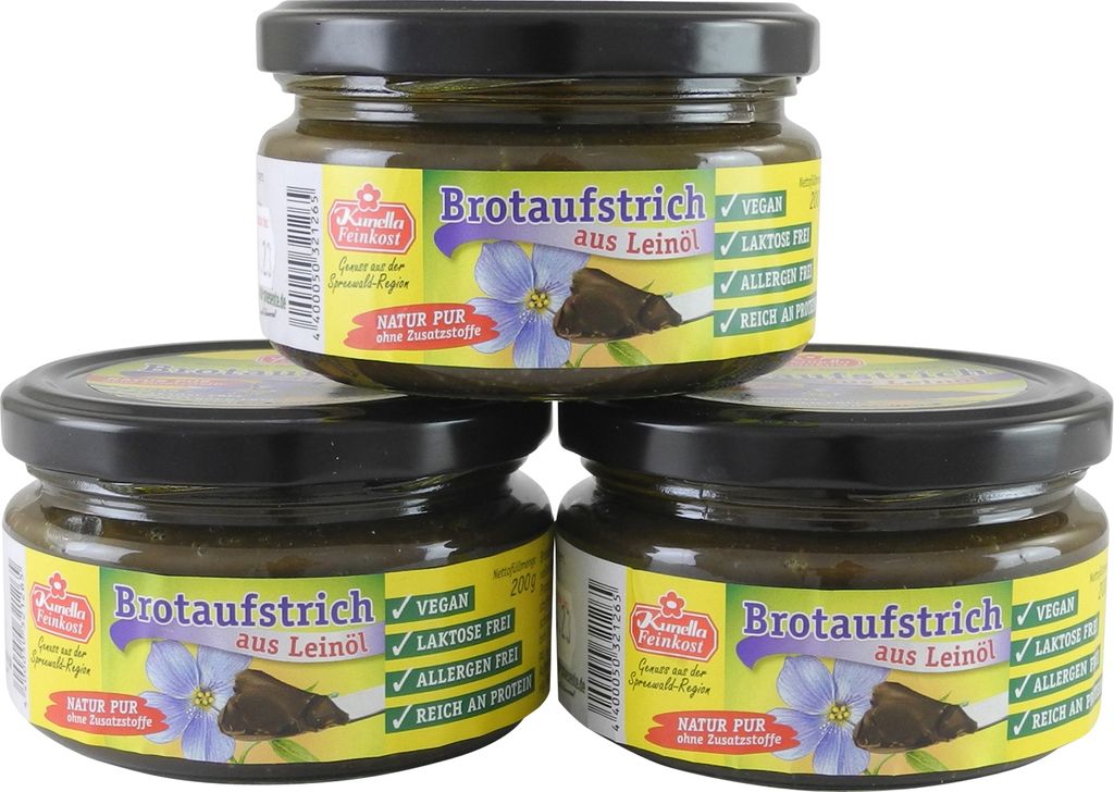Vegan linseed oil spread from Kunella Feinkost - 3-pack (3 x 200g) 600g