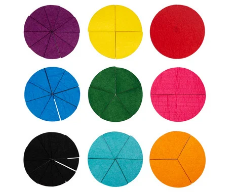 Fraction calculator set “Wood & Felt”, 102 pieces