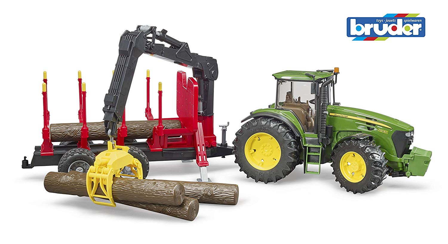 Bruder John Deere With Back Pendant And Tree Trunks Green Red