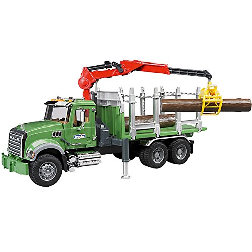 Bruder Mack Granite Timber Truck With Loading Crane And Trunks