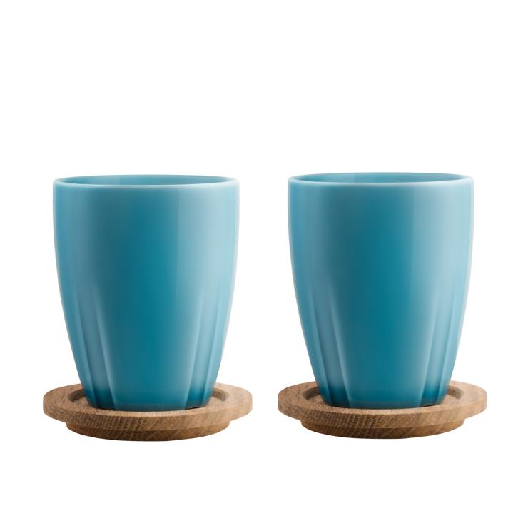 Orrefors Bruk Cup With Wooden Cover 2 Pack