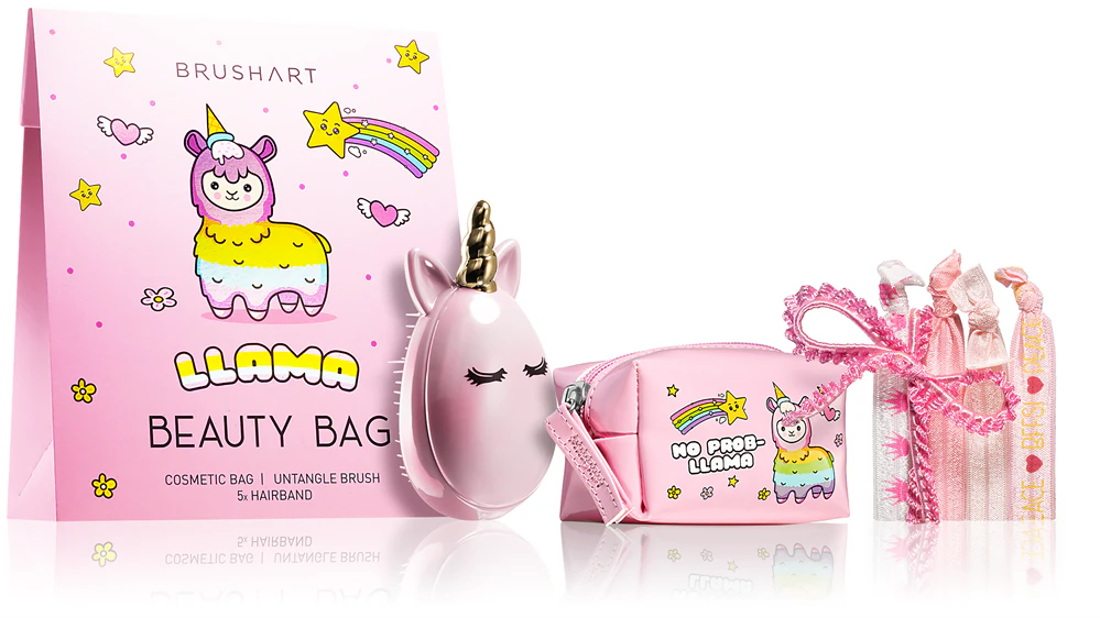 BrushArt KIDS Llama beauty bag gift set Llama beauty bag pink (for children)
