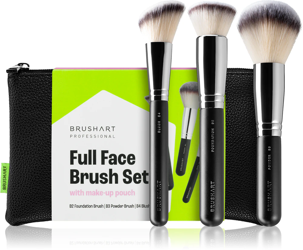 BrushArt Professional Full Face brush set with makeup pouch Brush set with pouch Black