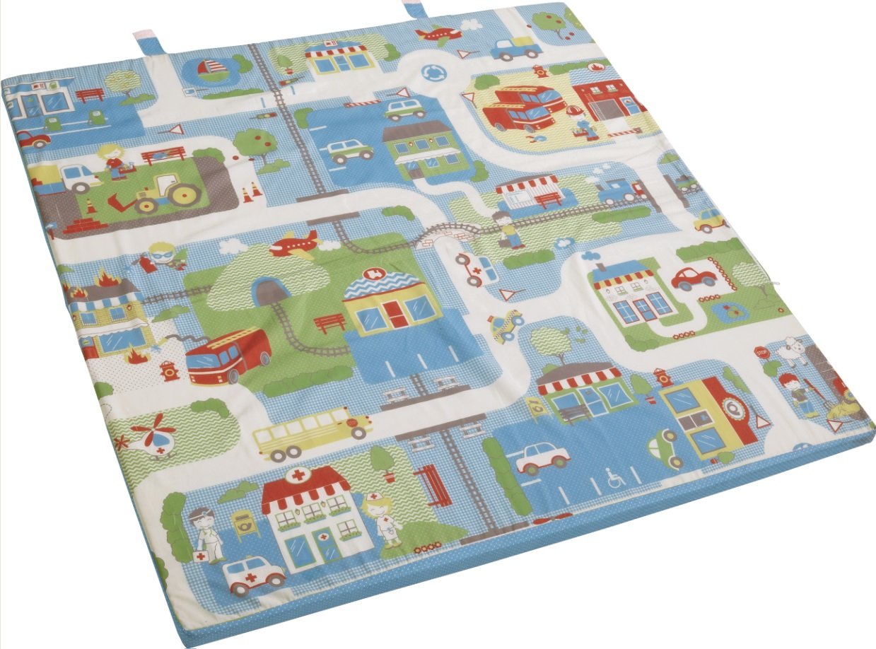 roba Play & Crawling Mattress \'Vehicles\', Baby Mattress 60 x 120 cm, Foldable to Play Mat & Crawling Mat 120 x 120 cm