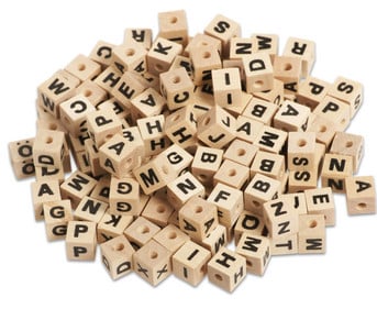 Wooden letter beads, 300 pieces