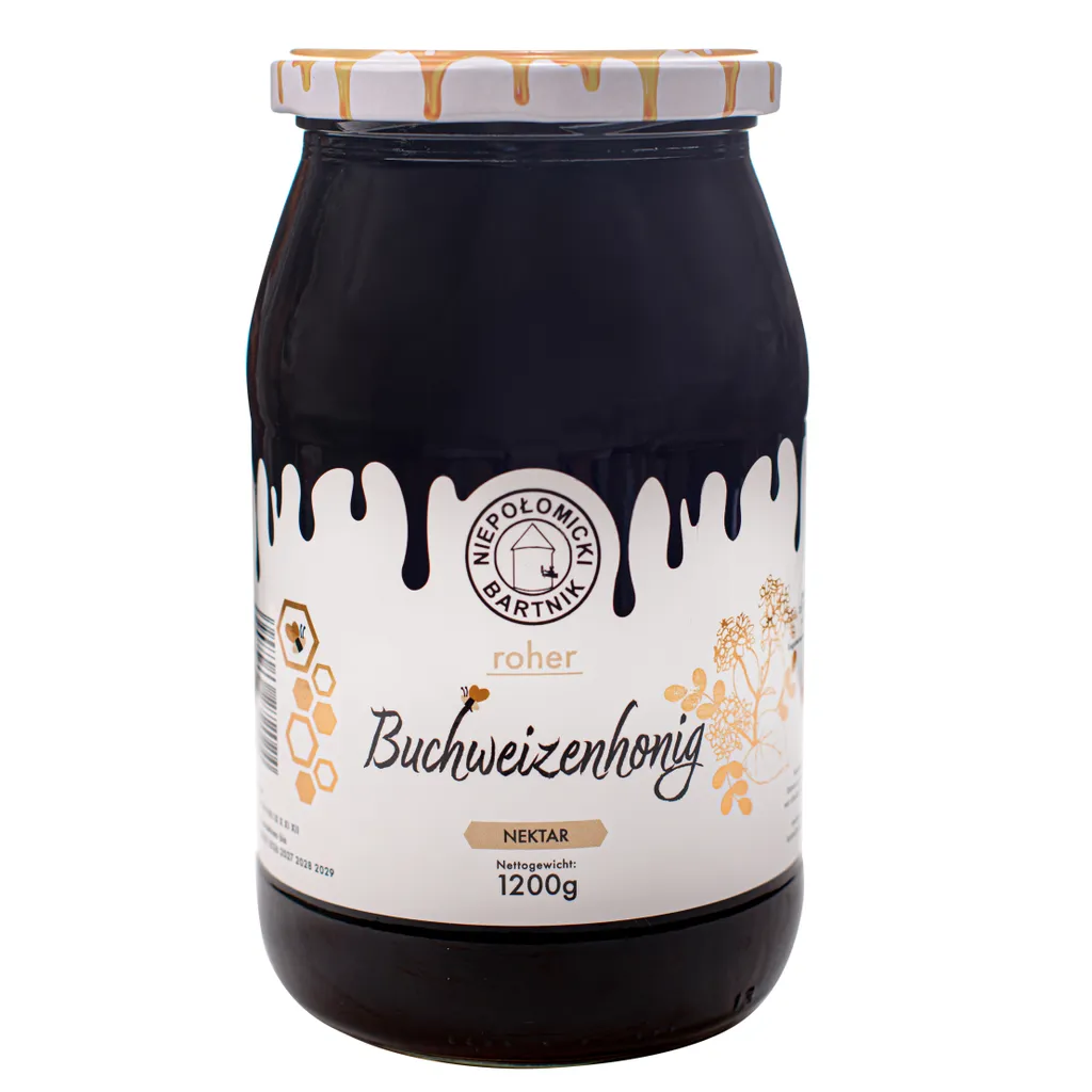 Niepolomicki Bartnik Buckwheat Honey 1200g Raw and Fresh Large Jar of Honey from the Apiary
