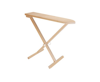 Ironing board with iron, made of wood