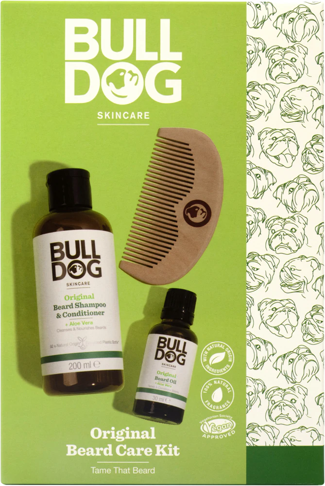 Bulldog Original Beard Care Kit Gift Set for Men Peach Wood 10.4 cm