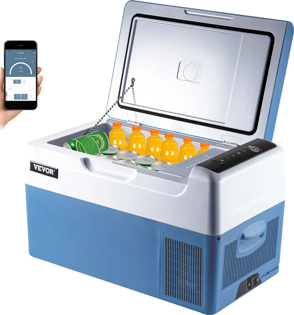 VEVOR BuoQua 22L Car Refrigerator Compressor Cooler Stainless Steel Holiday Insulated Box Mini Fridge Cooler Car and Power Outlet