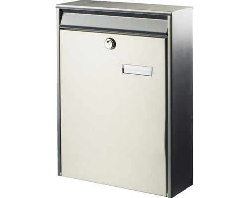 Burg Wächter Burgwachter letterbox stainless steel WxHxD 285/400/105 mm Berlin 3777 NI with flap opening stop nameplate