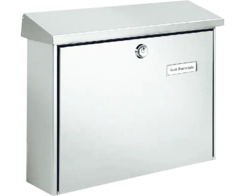Burg Wächter stainless steel mailbox, WxHxD 377/320/115 mm, Amrum stainless steel with opening stop