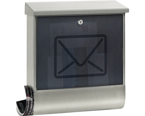 Burg Wächter stainless steel mailbox (W x H x D): 380/440/148 mm, Lucenta stainless steel with newspaper holder