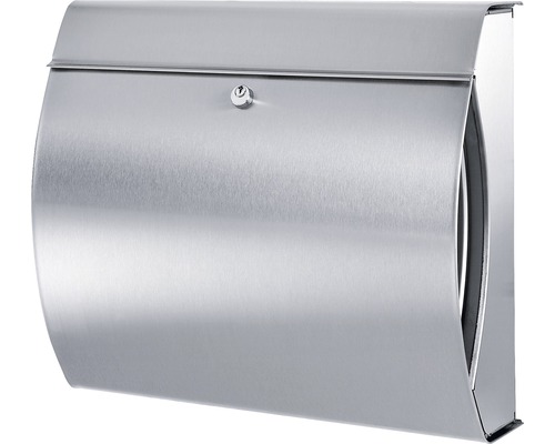 Burg Wächter stainless steel mailbox, WxHxD 404/354/150 mm, Verona stainless steel, opening stop, newspaper holder
