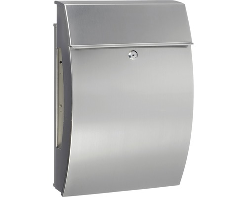 Burg Wächter stainless steel mailbox, WxHxD 478/322/152 mm, Hamburg 3815 Ni, stainless steel with opening stop