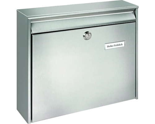 Burg Wächter stainless steel mailbox, dimensions (HxWxD) 362/322/100 mm, Borkum, with opening stop
