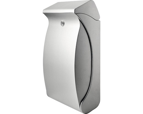 Burg Wächter mailbox, plastic, WxHxD 271/419/129 mm, Swing silver with opening stop and flap