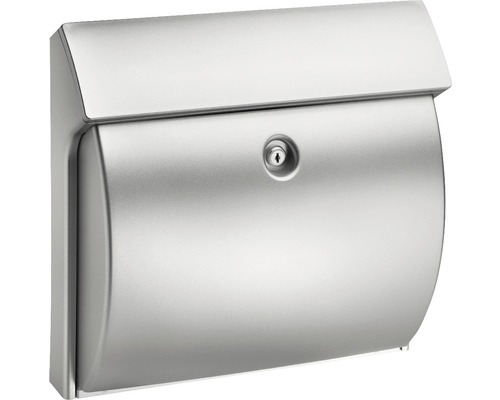 Burg Wächter mailbox, plastic, WxHxD 384/375/145 mm, Classico silver with flap and opening stop