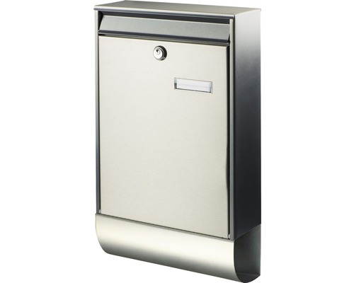 Burg Wächter stainless steel mailbox set (W x H x D) 285/500/105 mm, Berlin 37770 NI, with flap, newspaper box, opening stop, and nameplate