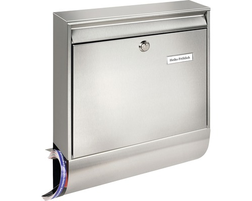 Burg Wächter Burg Gärtner letterbox set stainless steel WxHxD 362/422/100 mm Borkum 38770 NI with flap newspaper box opening stop nameplate