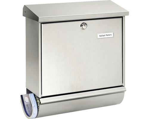 Burg Wächter Stainless Steel Mailbox Set (W x H x D): 380/440/148 mm, Comfort Stainless Steel with Flap, Newspaper Box + Opening Stop