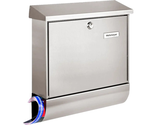 Burg Wächter metal mailbox set (H x W x D): 377/420/115 mm, Amrum set 38670 Ni with newspaper box
