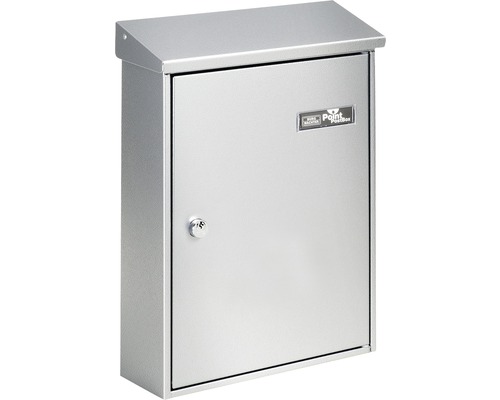 Burg Wächter mailbox, powder-coated steel, WxHxD 270/370/92 mm, Castello 430 silver with flap