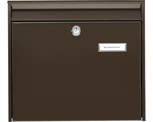 Burg Wächter mailbox, powder-coated steel, WxHxD 362/322/100 mm, Potsdam brown, with flap and opening stop
