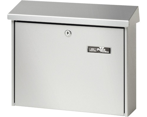 Burg Wächter mailbox, powder-coated steel, WxHxD 377/320/115 mm, Castello 450 silver with flap