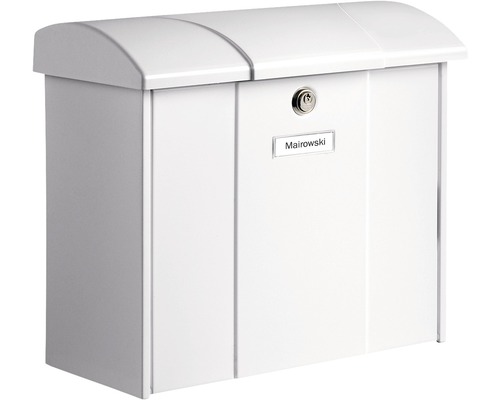 Burg Wächter mailbox, galvanized steel, WxHxD 389/340/193 mm, Olymp white with opening stop