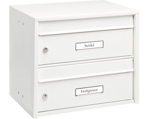 Burg Wächter letterbox, steel, fully galvanized, WxHxD 407/360/292 mm, Dual Front 821 white with flap